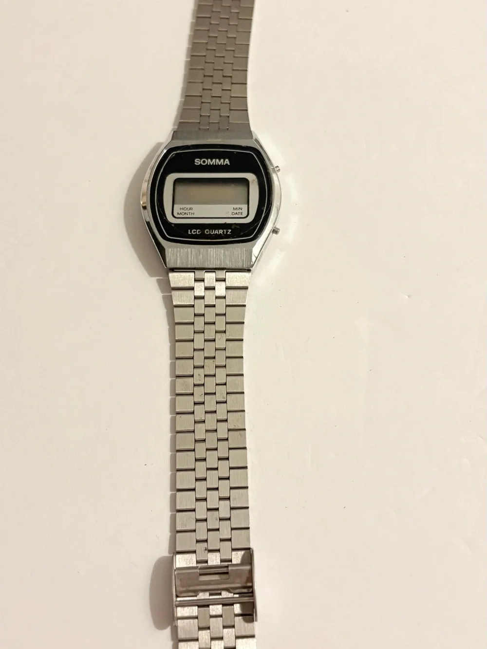 Somma Vintage/Retro LCD Digital Quartz Date Square 34mm Steel Silver Bracelet